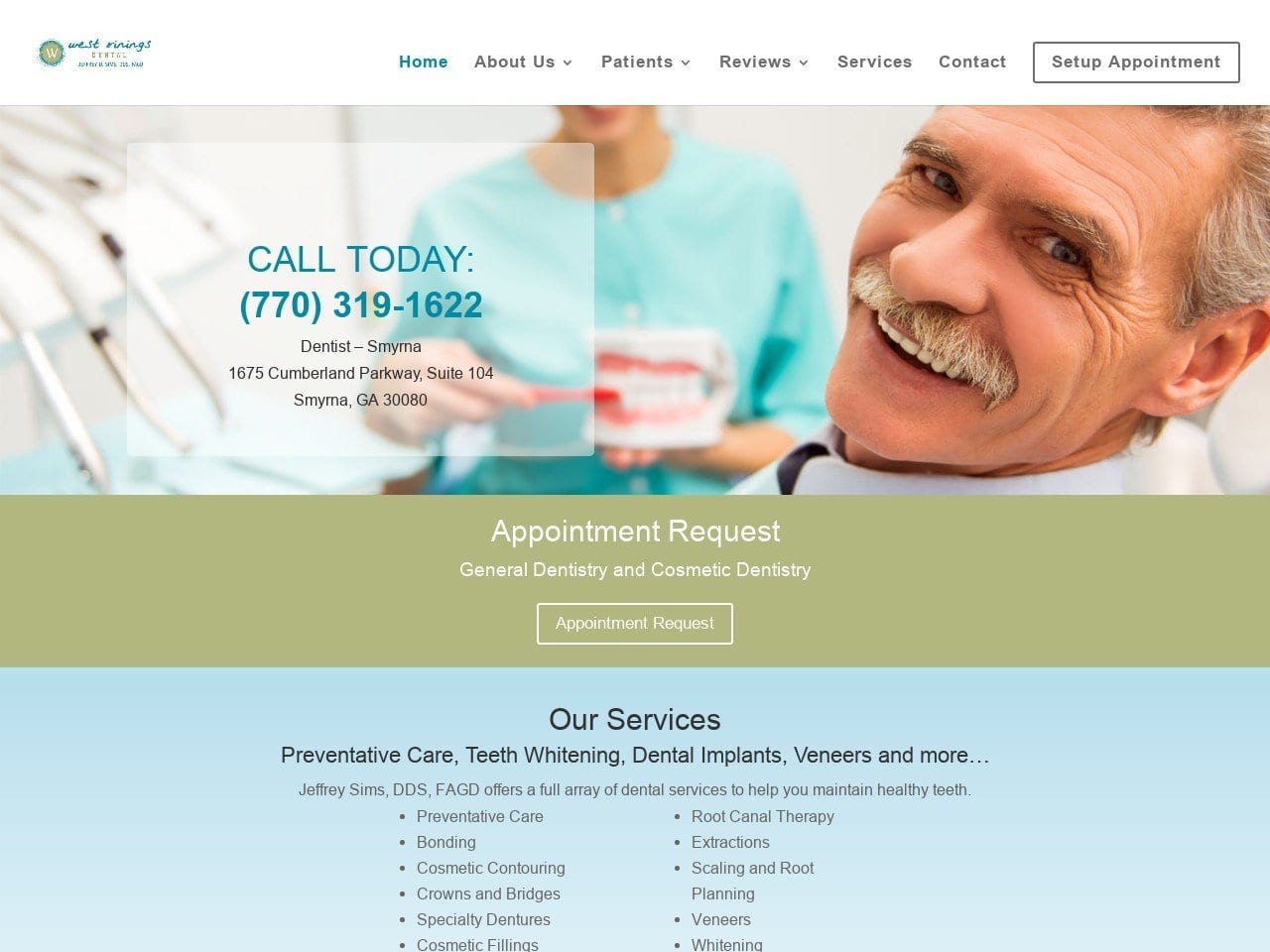 Jeffrey D Sims DDS Website Screenshot from smilesbysims.com