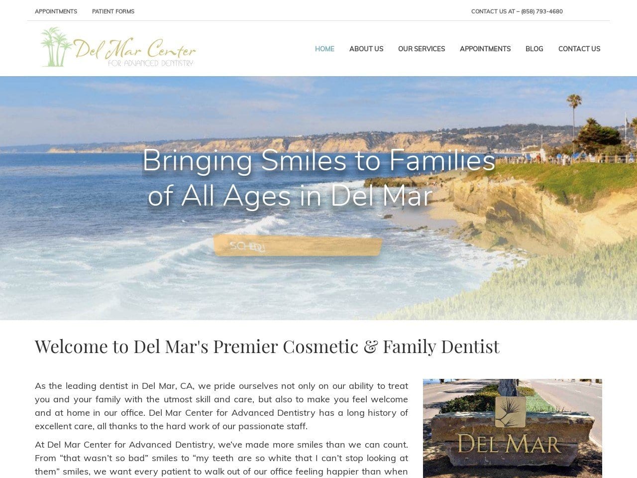 Smiles By The Sea Website Screenshot from smilesbytheseadelmar.com