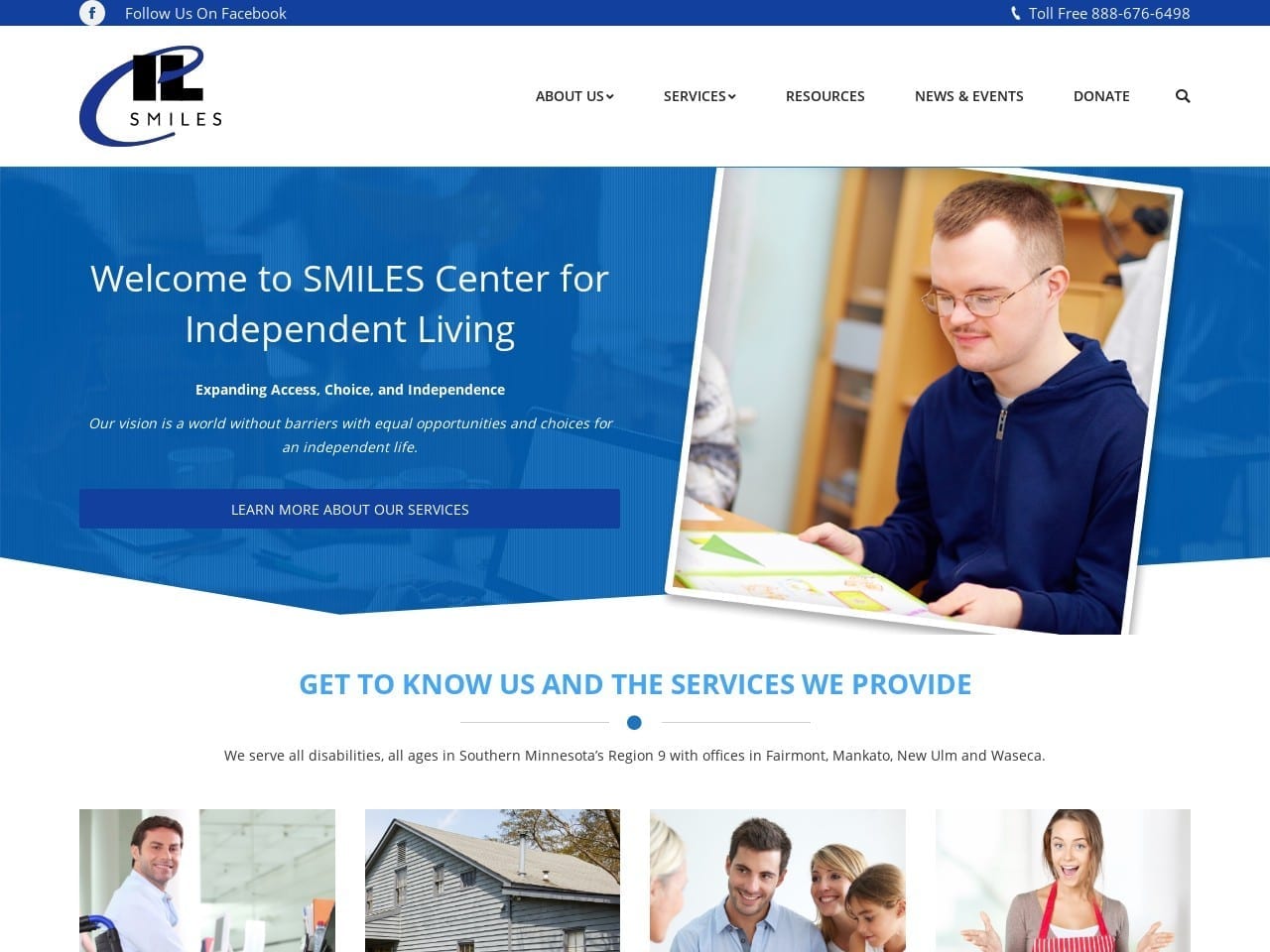 Smiles Center For Independent Living Website Screenshot from smilescil.org