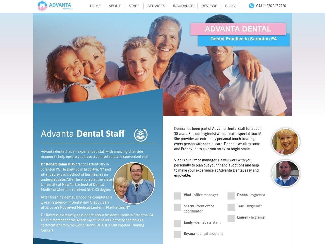 Advanta Dental Website Screenshot from smilescranton.com