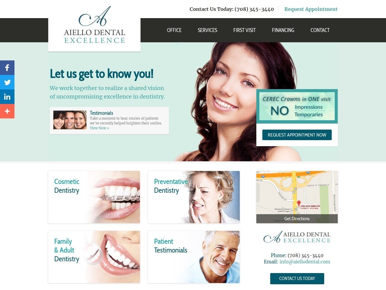 Aiello Dental Excellence Website Screenshot from smilesculpture.com