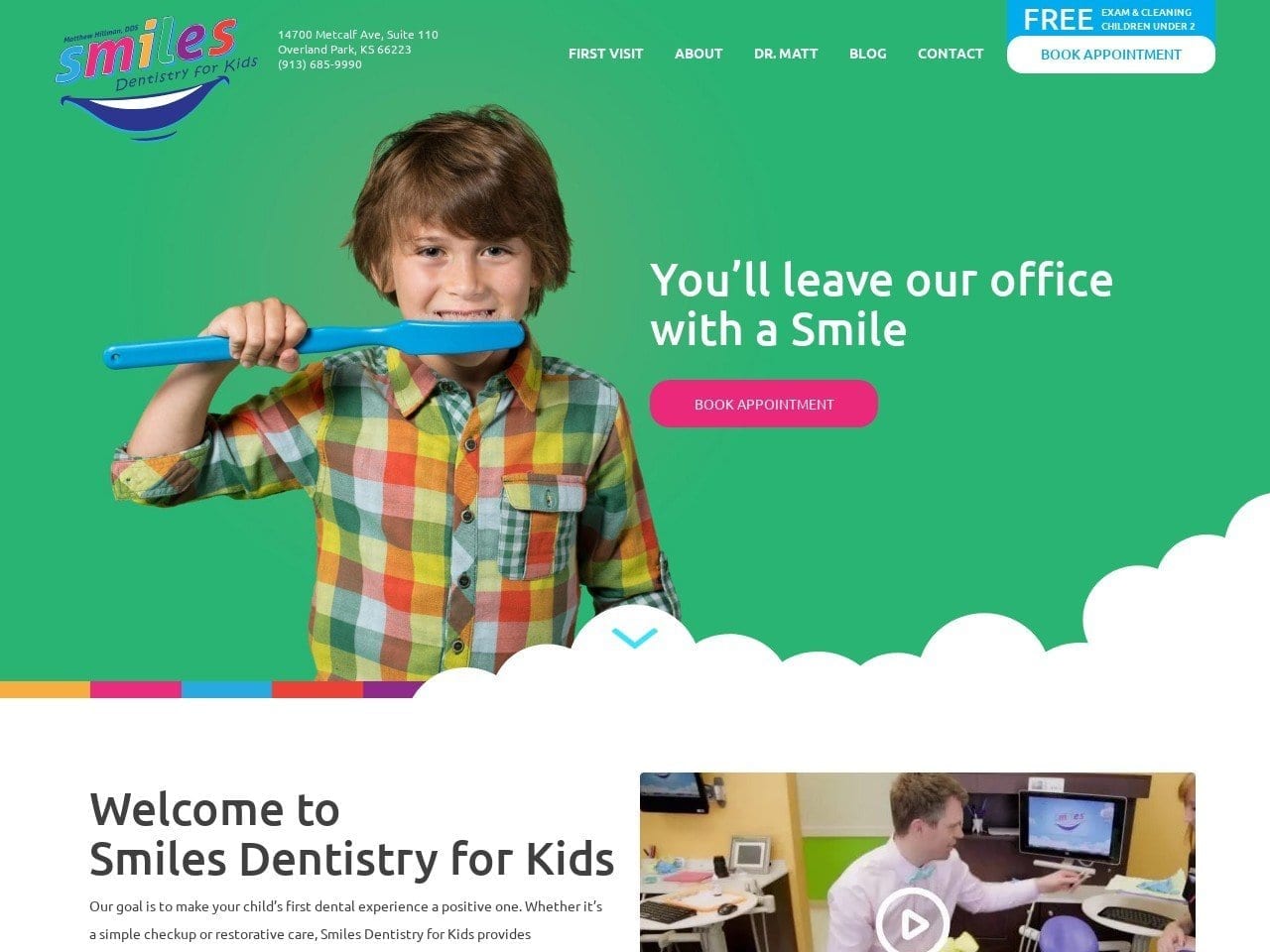 Smiles Dentist Website Screenshot from smilesdentistry4kids.com