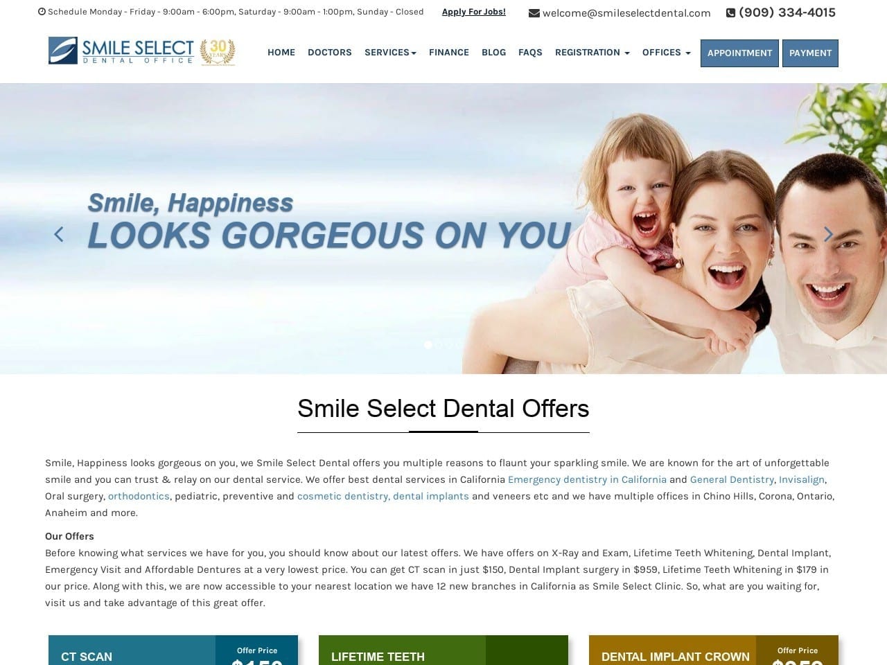 Smile Select Dental Office Kansagra Parimal DDS Website Screenshot from smileselectdental.com