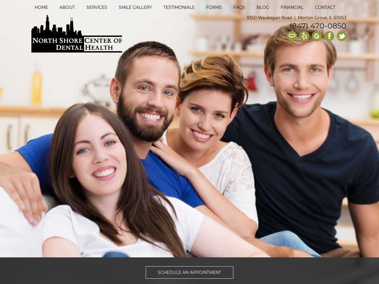 North Shore Center Of Dental Health Website Screenshot from smilesforyou.com