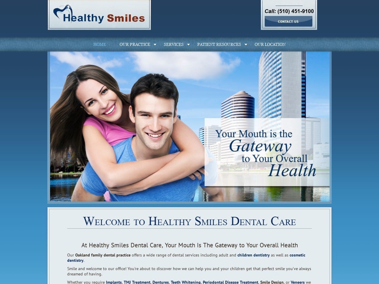 Healthy Smile Dental Care Website Screenshot from smilesoakland.com