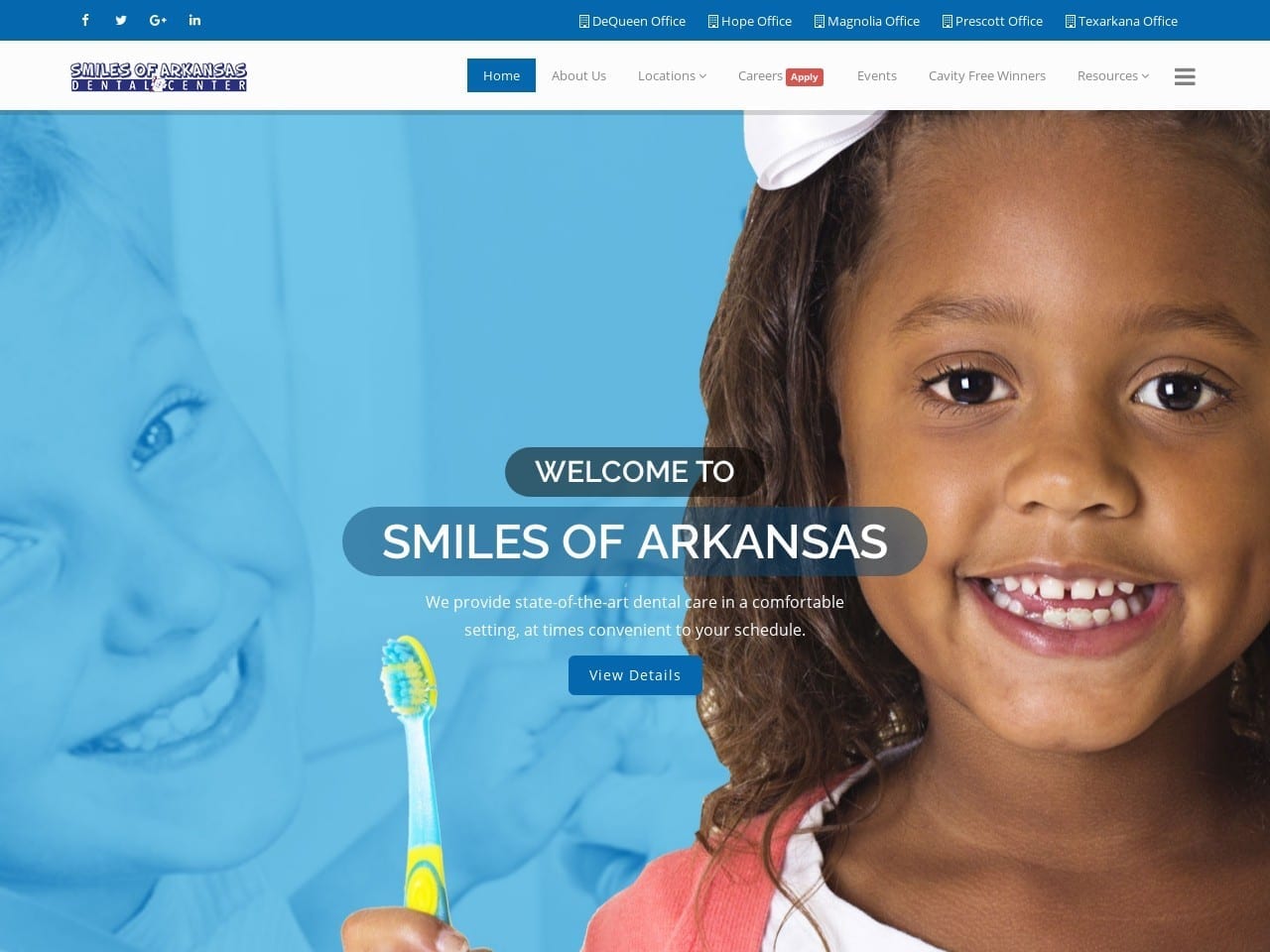 Smiles of Arkansas Dental Center Website Screenshot from smilesofarkansas.com