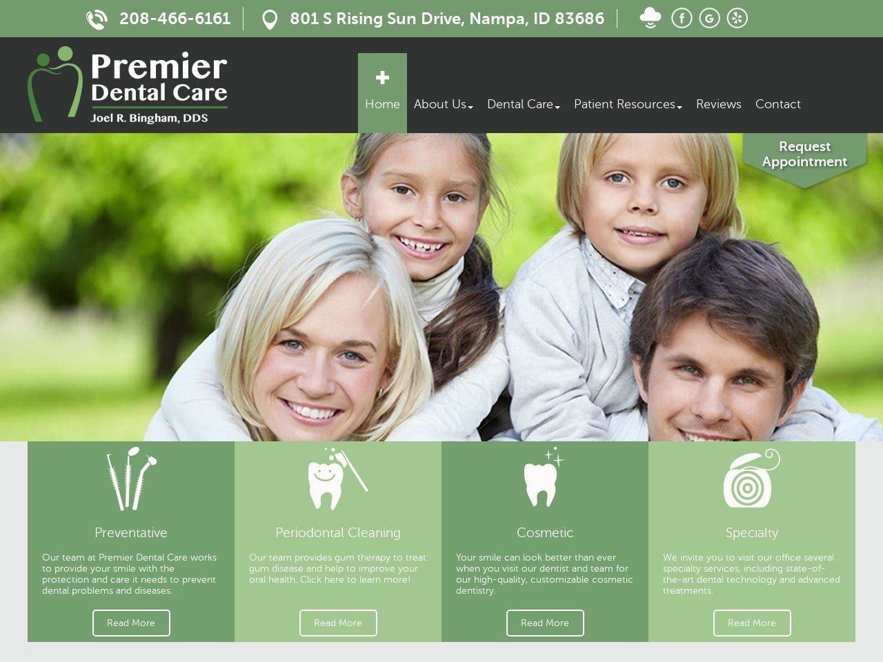Premier Dental Care Website Screenshot from smilesofnampa.com