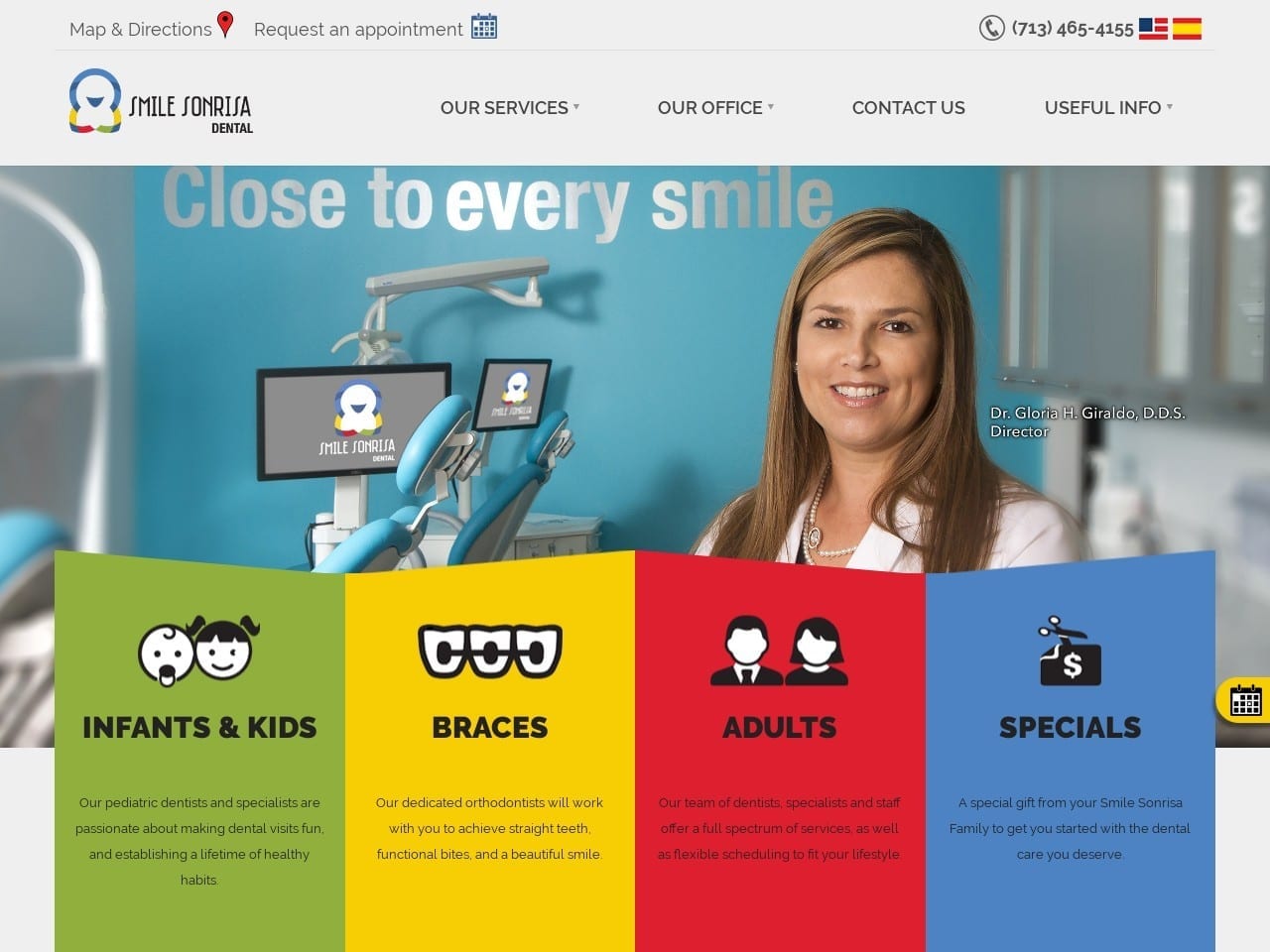 Smile Sonrisa Dental Center Website Screenshot from smilesonrisa.com