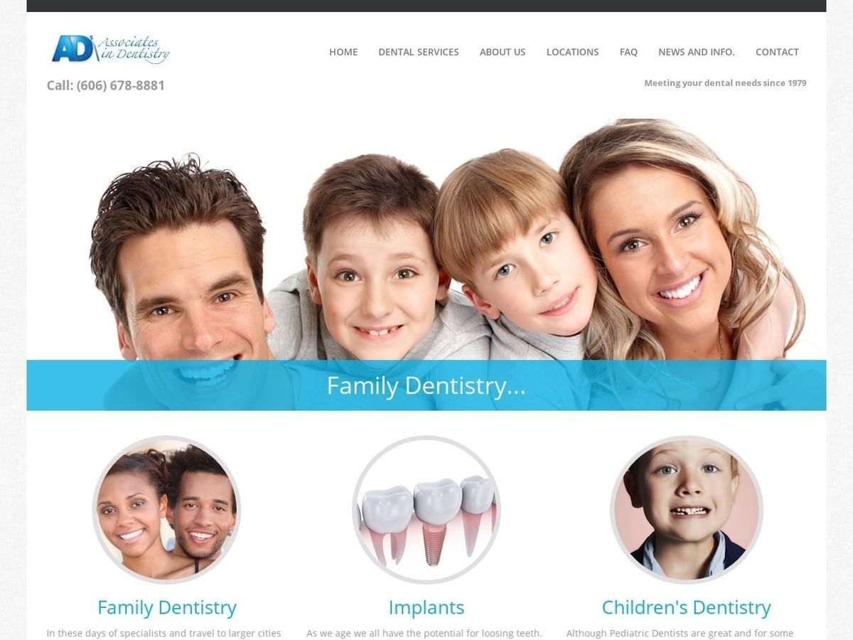 Associates In Dentist Website Screenshot from smilesouthky.com