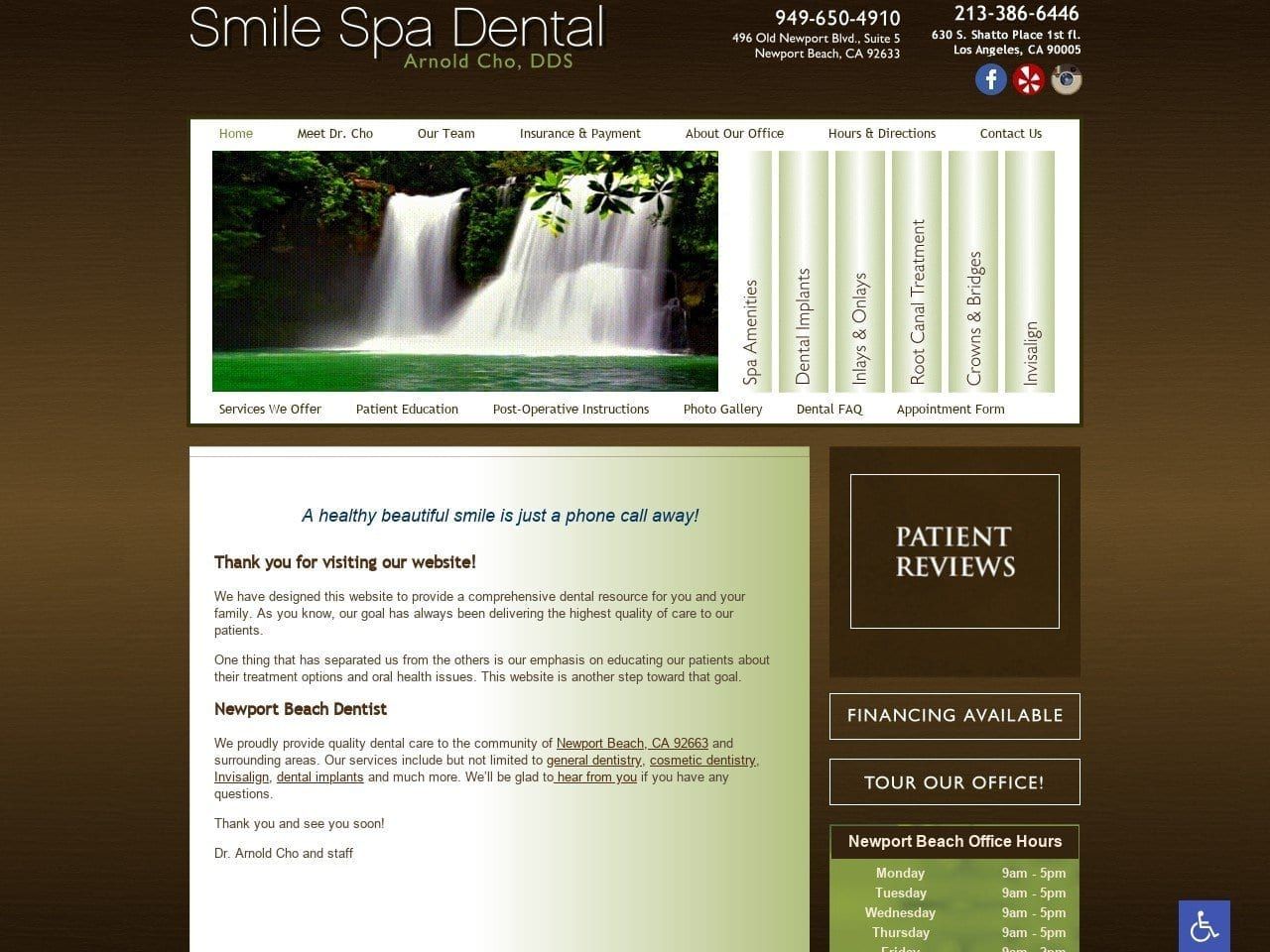 Smile Spa Dental Website Screenshot from smilespadds.com