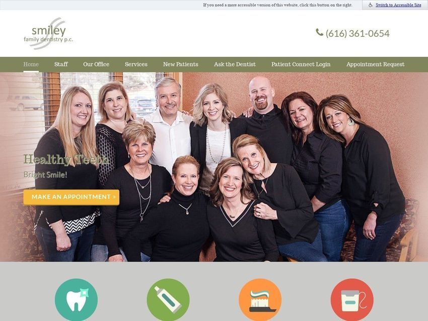 Smiley Family Dentist Website Screenshot from smileydds.com