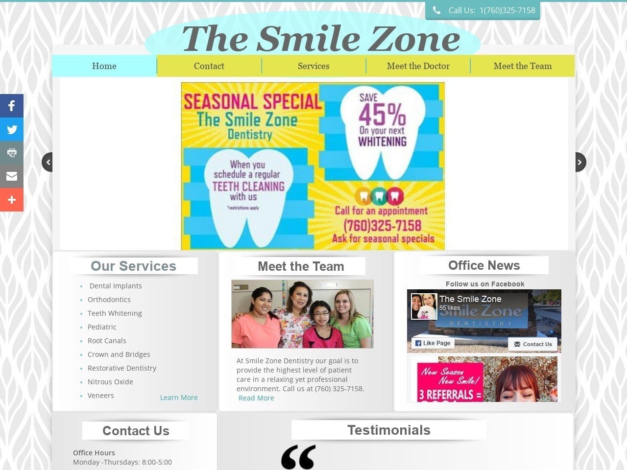 Smile Zone Dentist Website Screenshot from smilezonedentistry.com