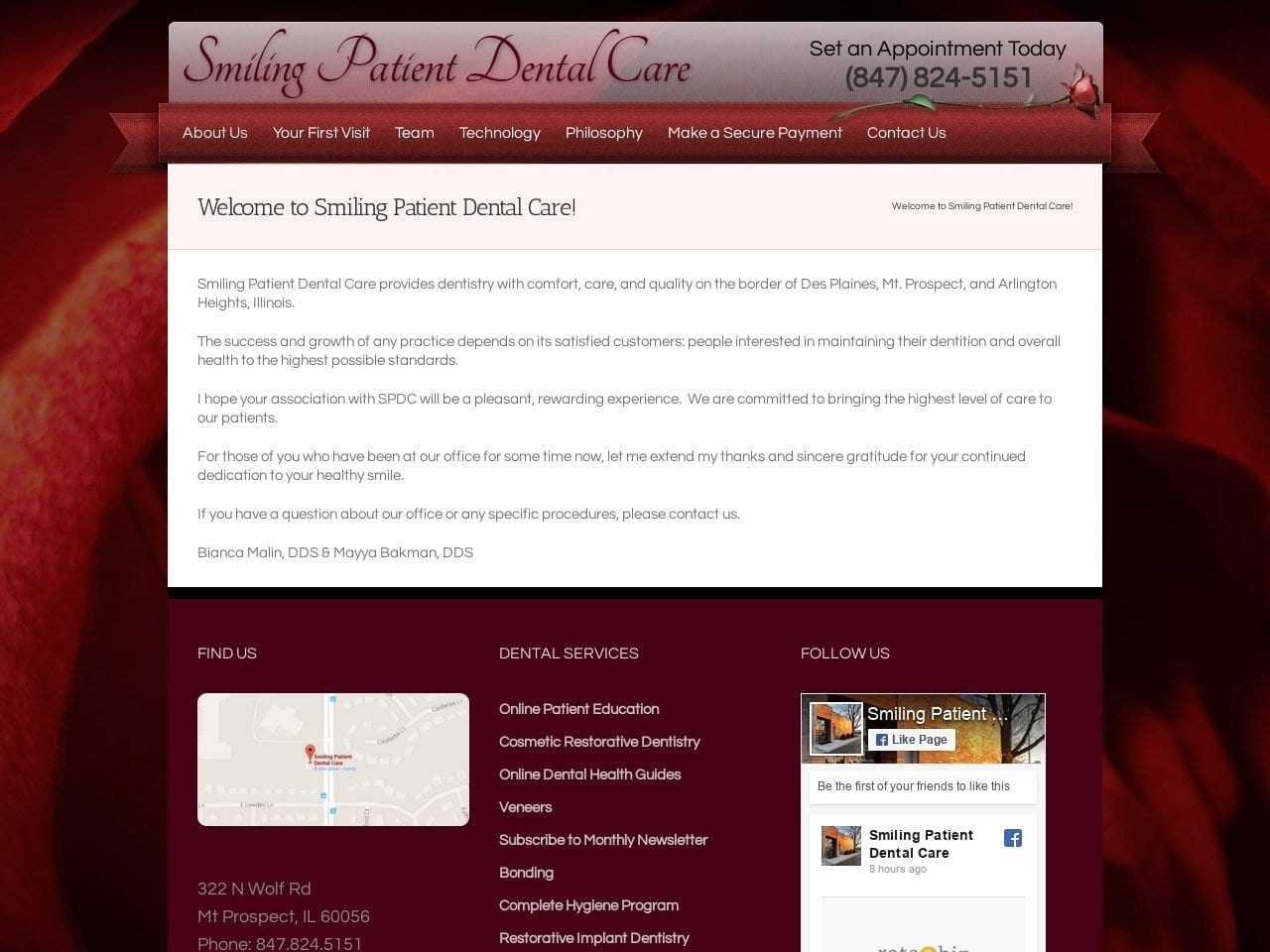 Dr. Bianca Malin DDS Website Screenshot from smilingpatient.com