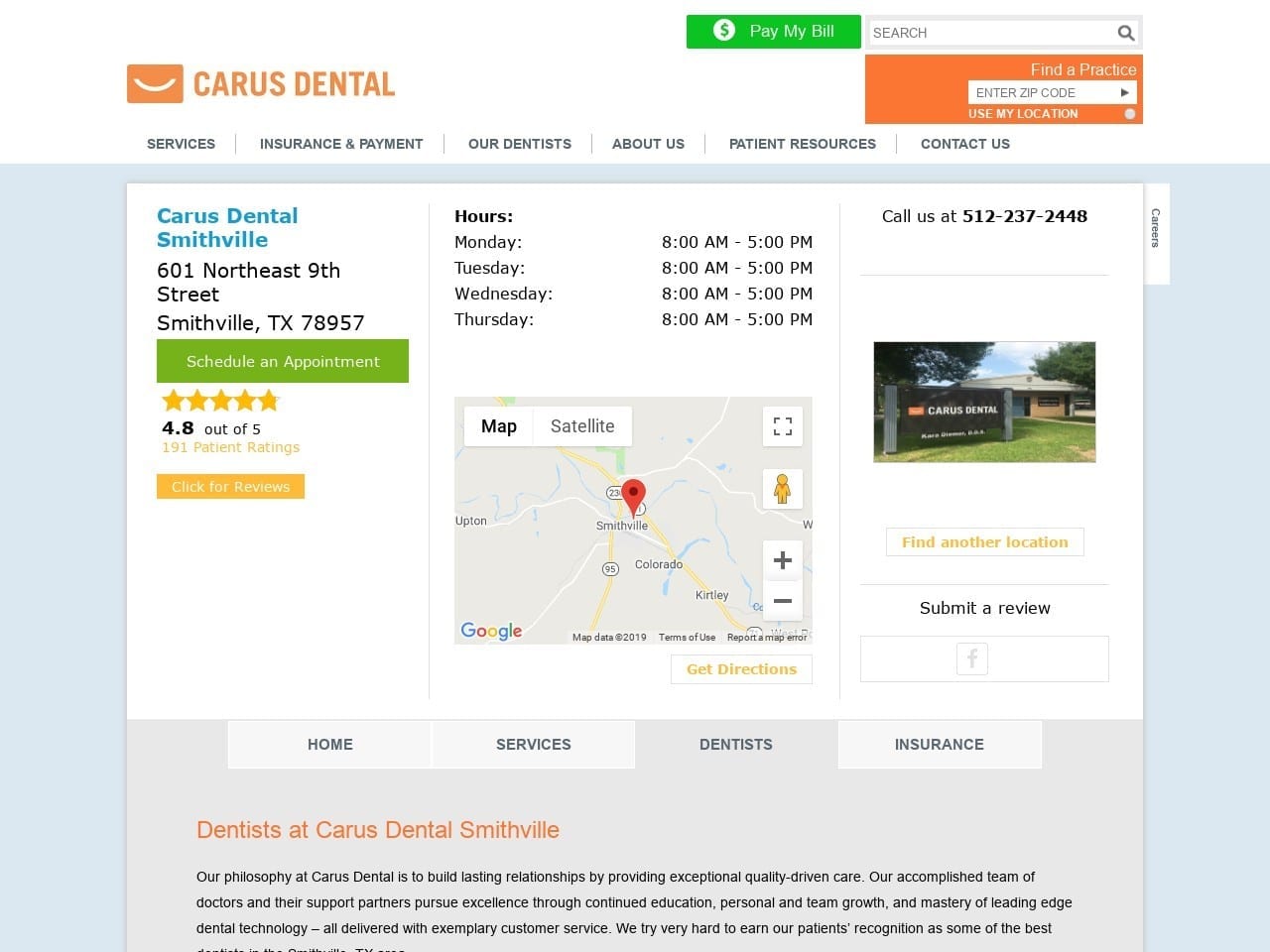 Smithville Family Dentistry Dr. Kara Diemer D.D.S. Website Screenshot from smithvilledentistry.com