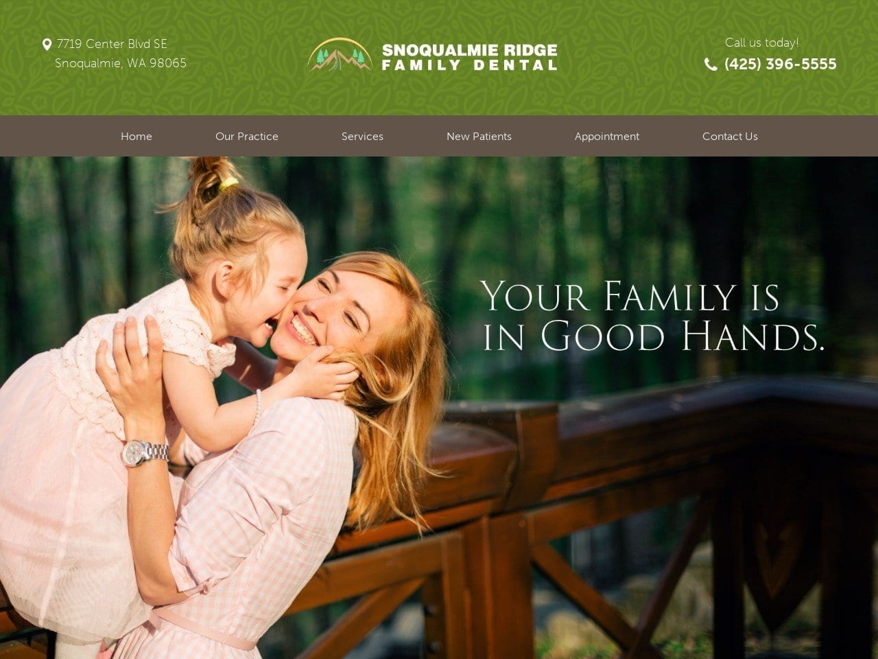 Snoqualmie Ridge Family Dental Website Screenshot from snoqualmieridgefamilydental.com