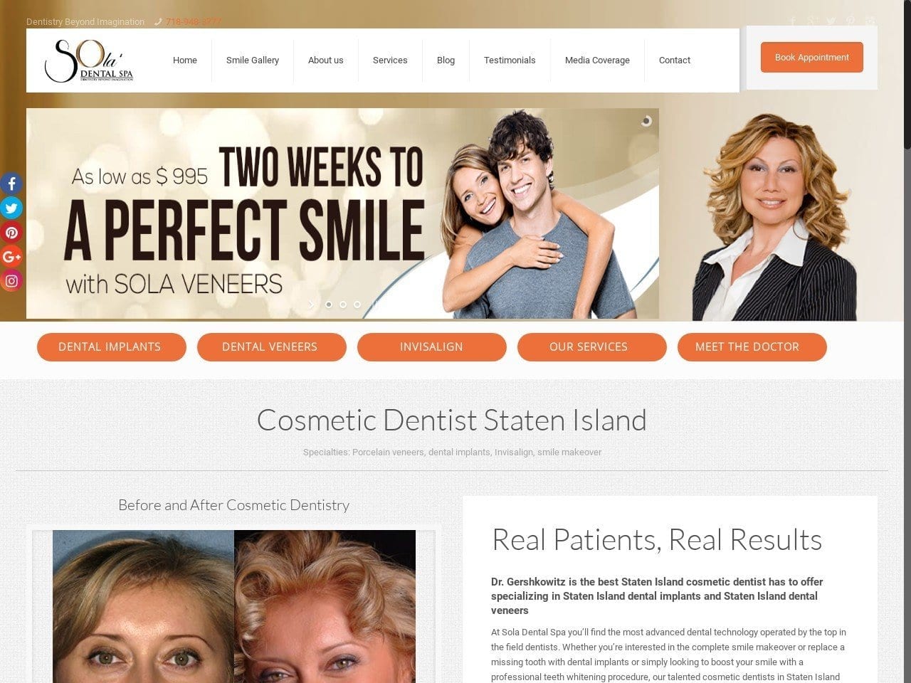 Sola Dental Spa Website Screenshot from soladentalspa.com