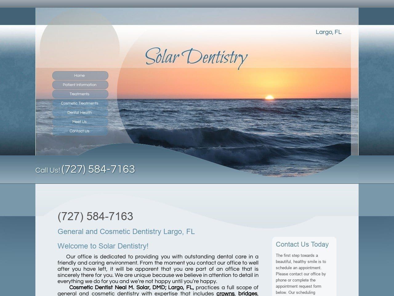 Solar Neal M DDS Website Screenshot from solardentistry.com