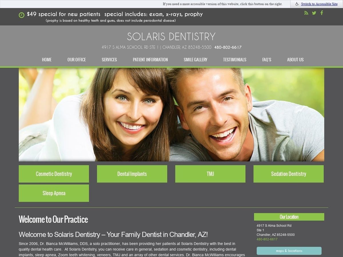 Solaris Dental Health Website Screenshot from solarisdentalhealth.com