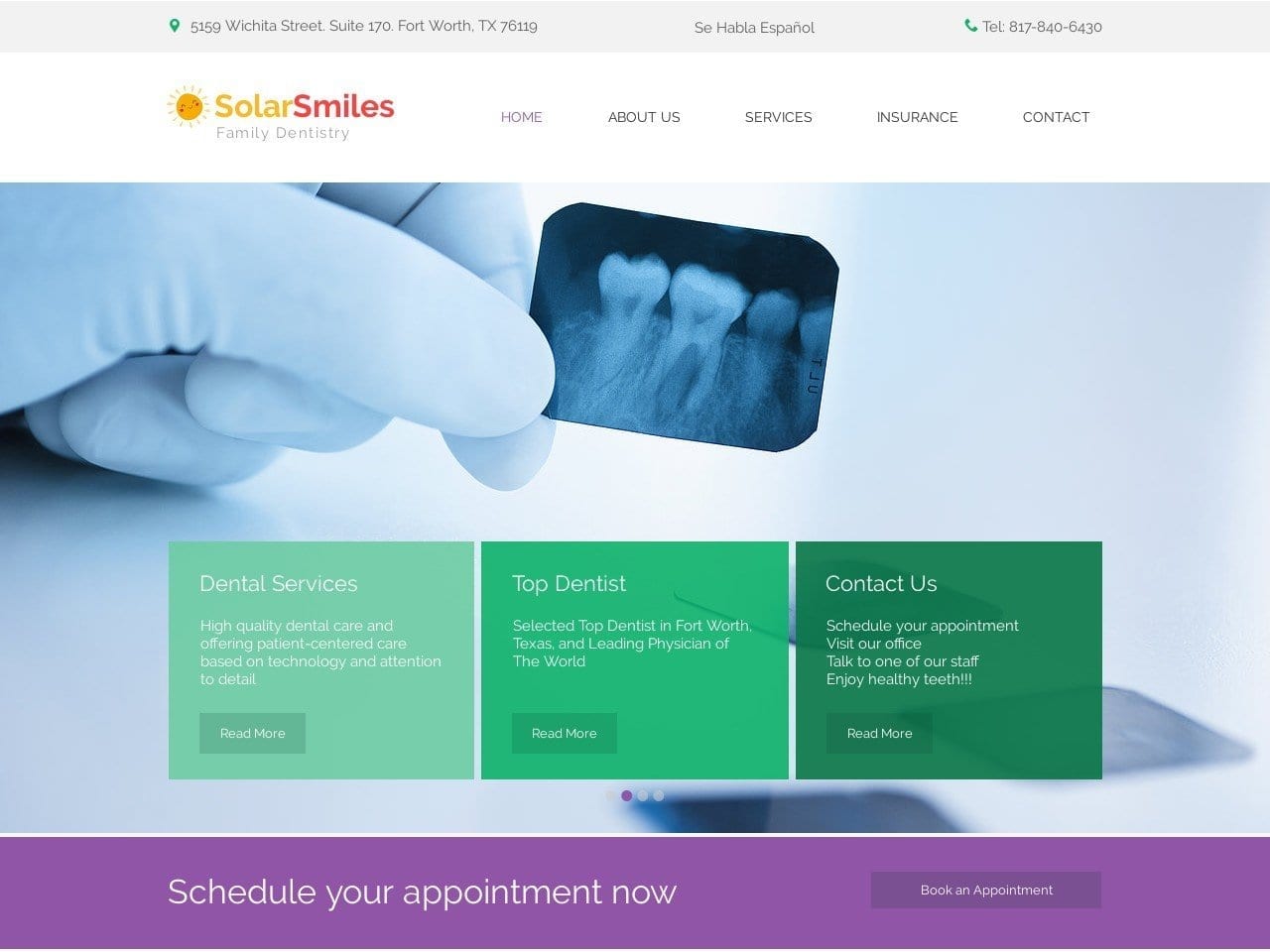 Solarsmiles Dental Website Screenshot from solarsmilesdental.com