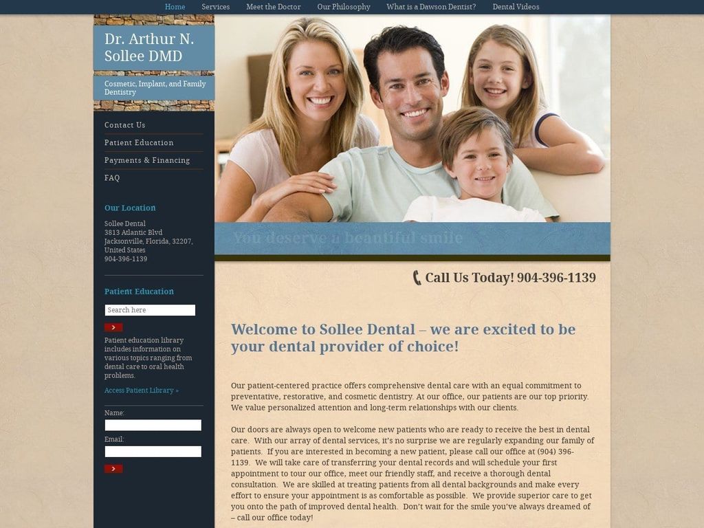 Sollee Dental Website Screenshot from solleedental.com