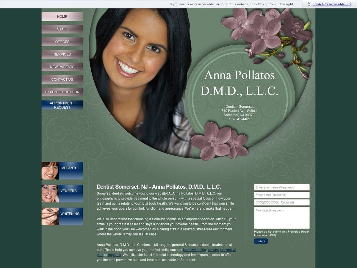 Pollatos Anna DMD Website Screenshot from somersetdentists.com