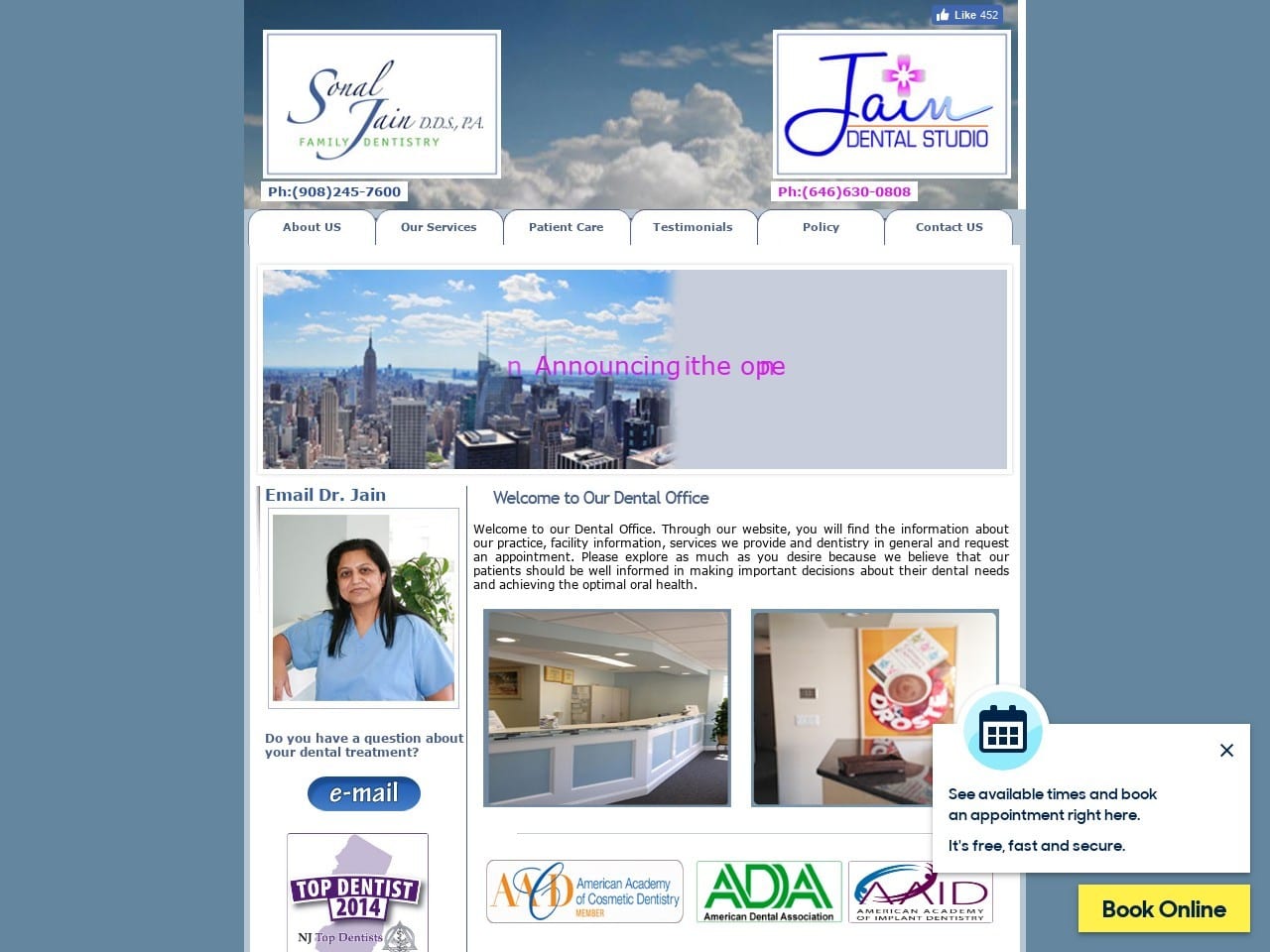 Sonal Jain DDS PA Family Dentistry Website Screenshot from sonaljaindds.com