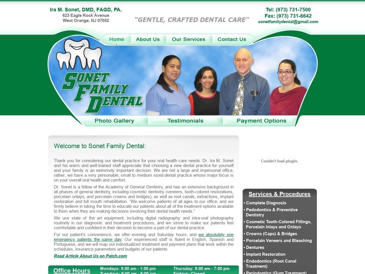 Sonet Family Dental Website Screenshot from sonetfamilydental.com