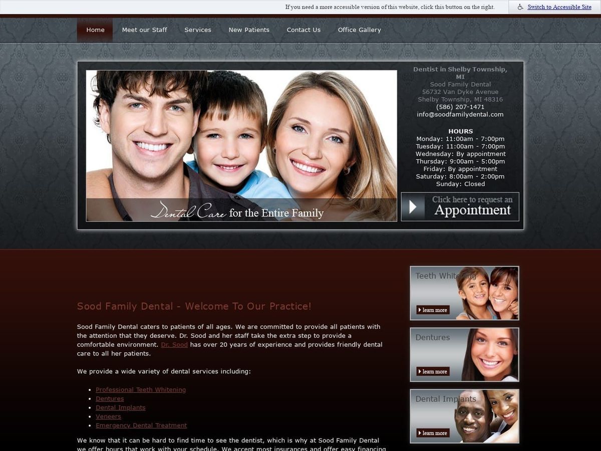 Sood Family Dental Website Screenshot from soodfamilydental.com