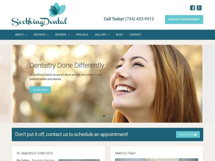 Soothing Dental Website Screenshot from soothingdental.com
