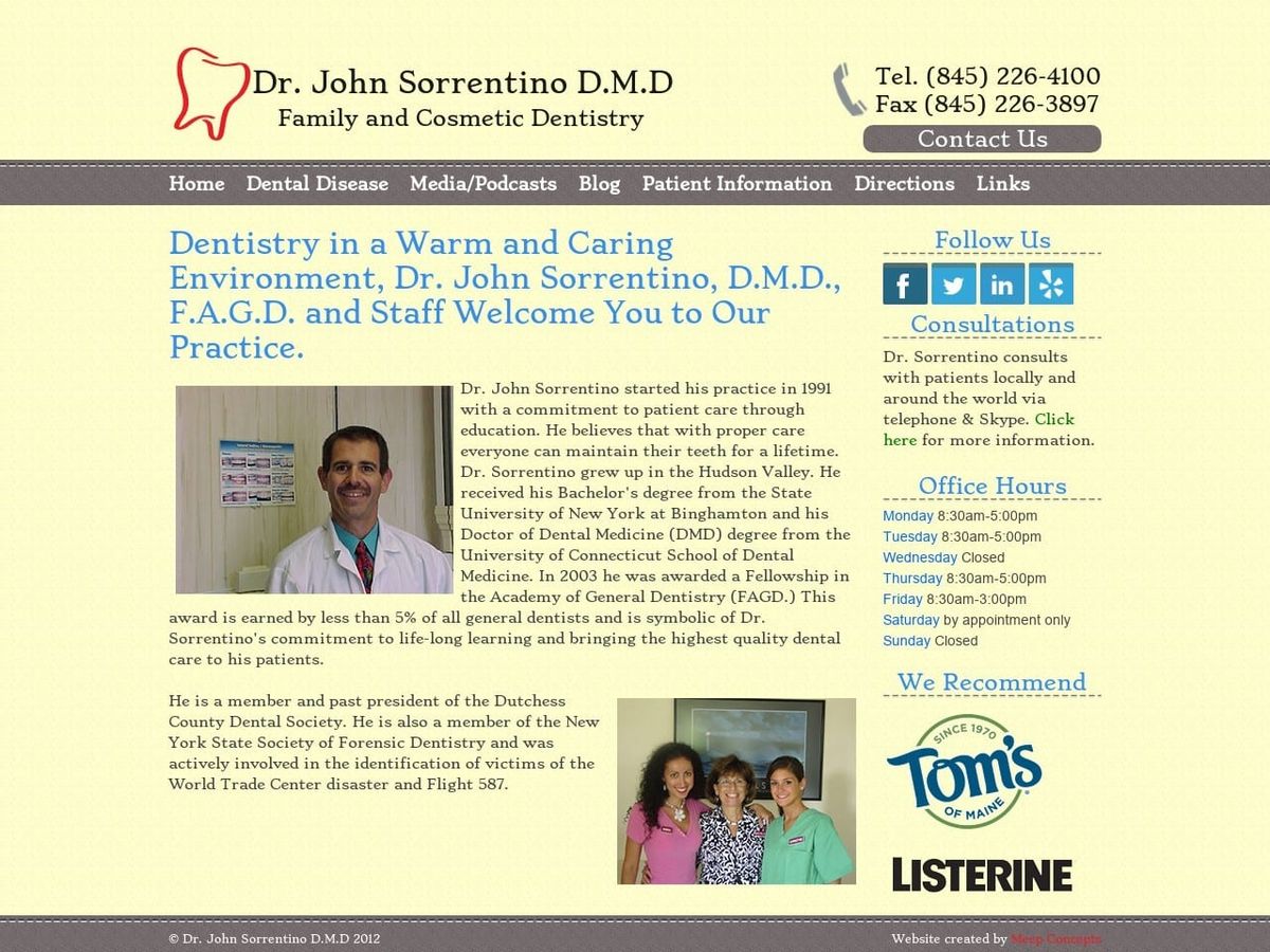 Dr. John A. Sorrentino DMD Website Screenshot from sorrentinodental.com