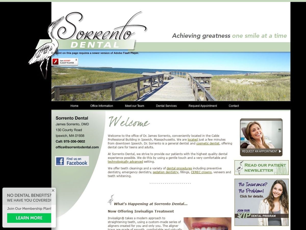 Sorrento Dental Website Screenshot from sorrentodental.com