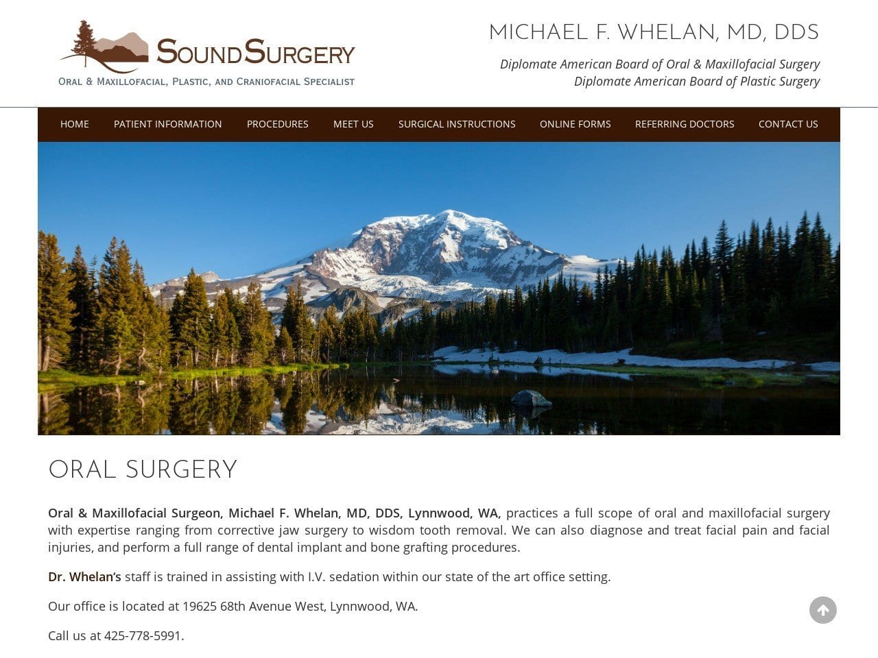 Michael F. Whelan MD DDS Website Screenshot from soundsurgery.com