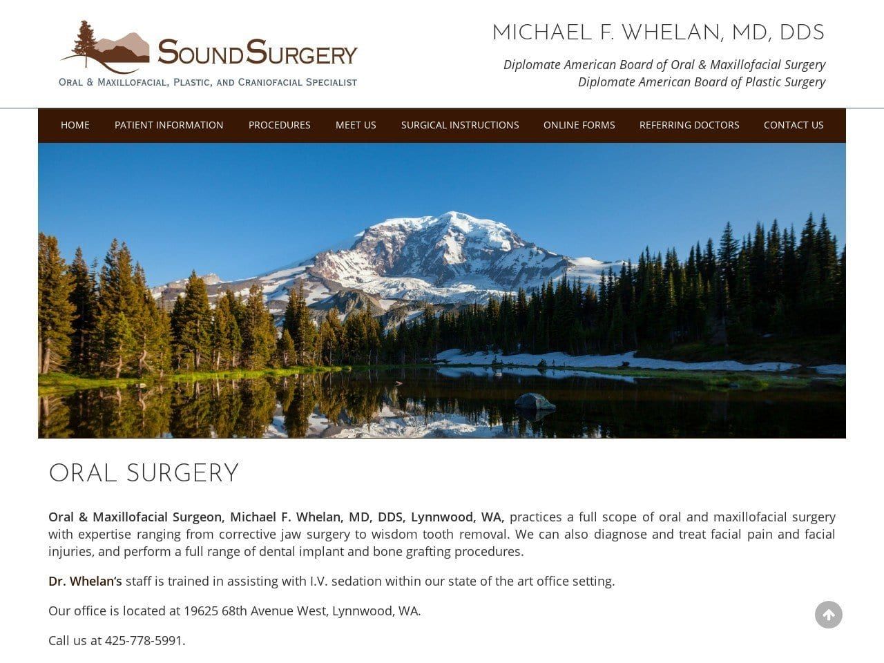 Michael F. Whelan MD DDS Website Screenshot from soundsurgery.com