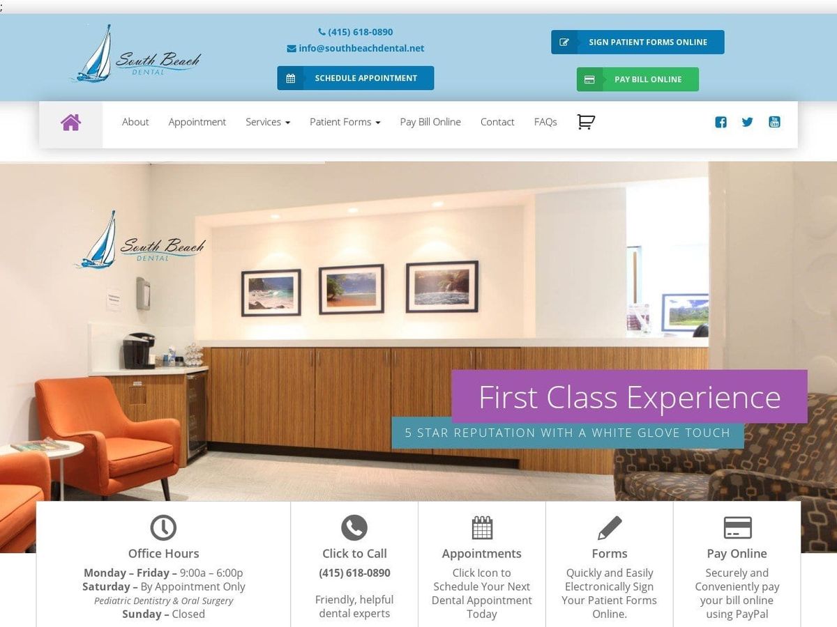 South Beach Dentist Website Screenshot from southbeachdental.com