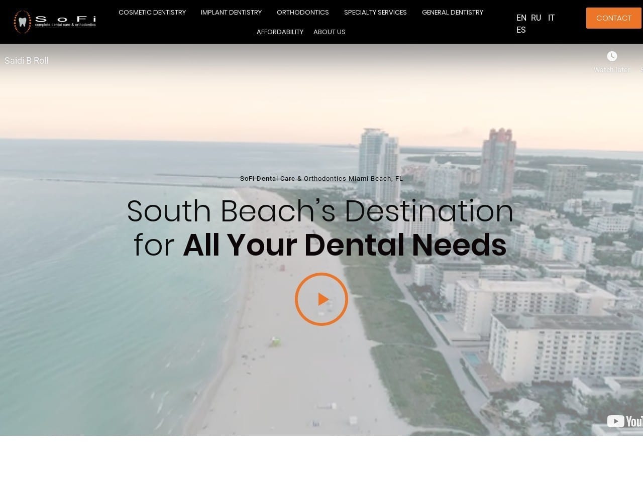 Sofi Dental Care Dentist Website Screenshot from southbeachsmiles.com