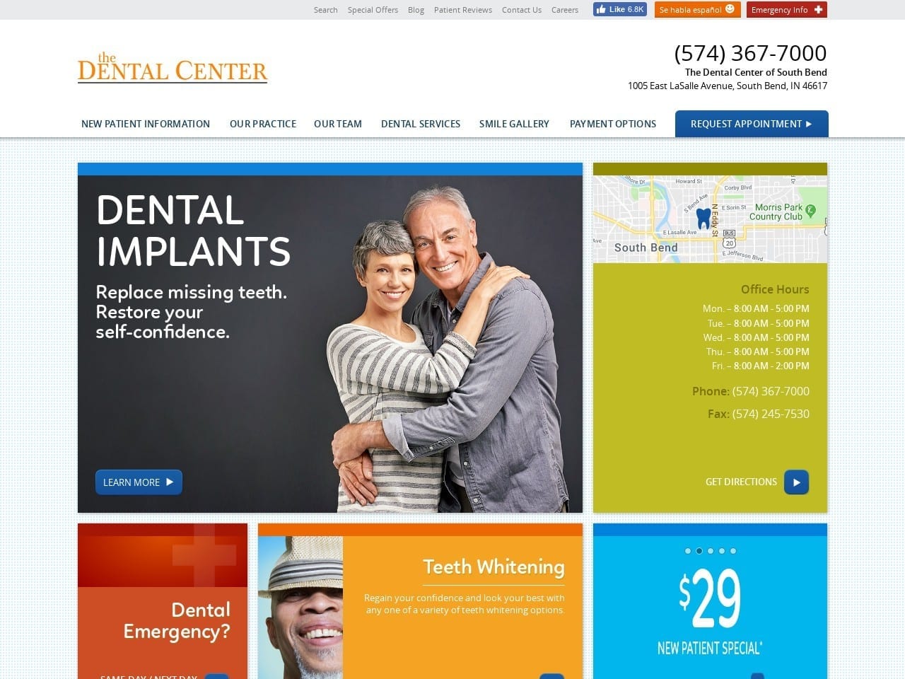 The Dental Center of South Bend Website Screenshot from southbenddentalcare.com