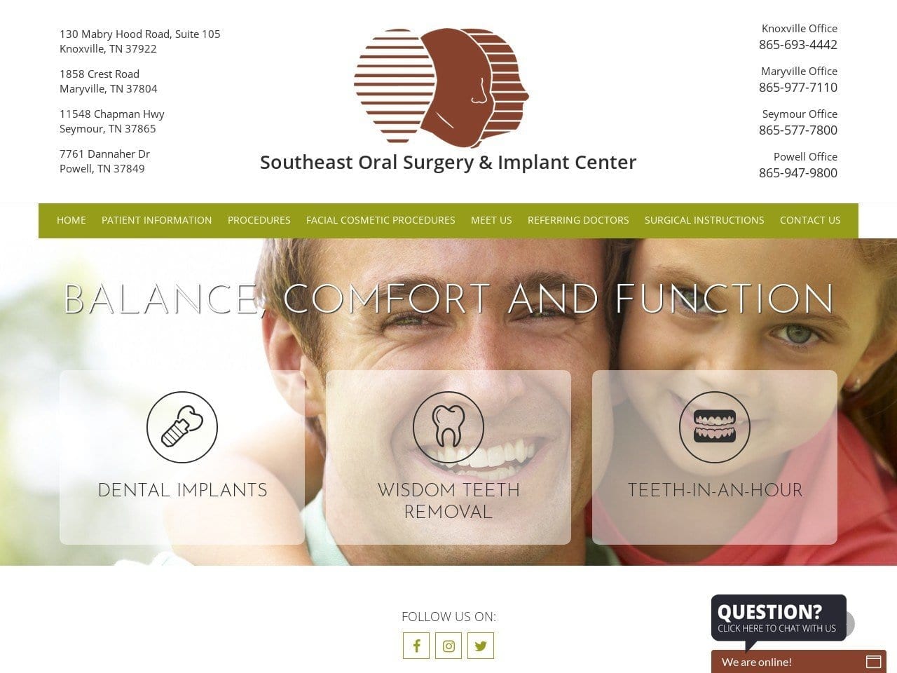 Southeast Oral Surgery Slater Otto W DDS Website Screenshot from southeastoralsurgery.com