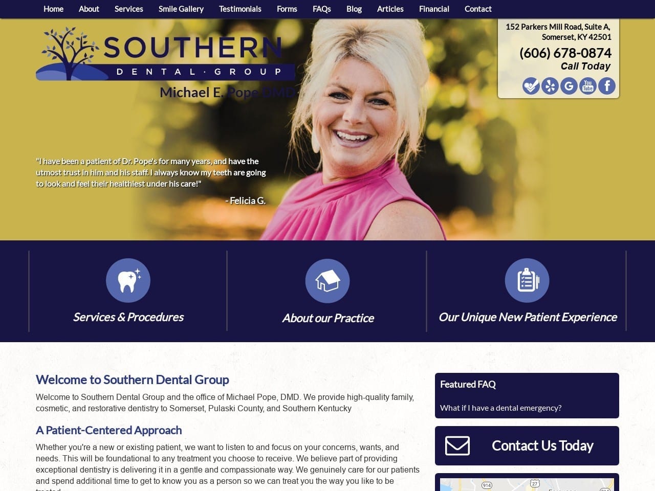 Michael E Pope PSC Website Screenshot from southerndentalgroup.net