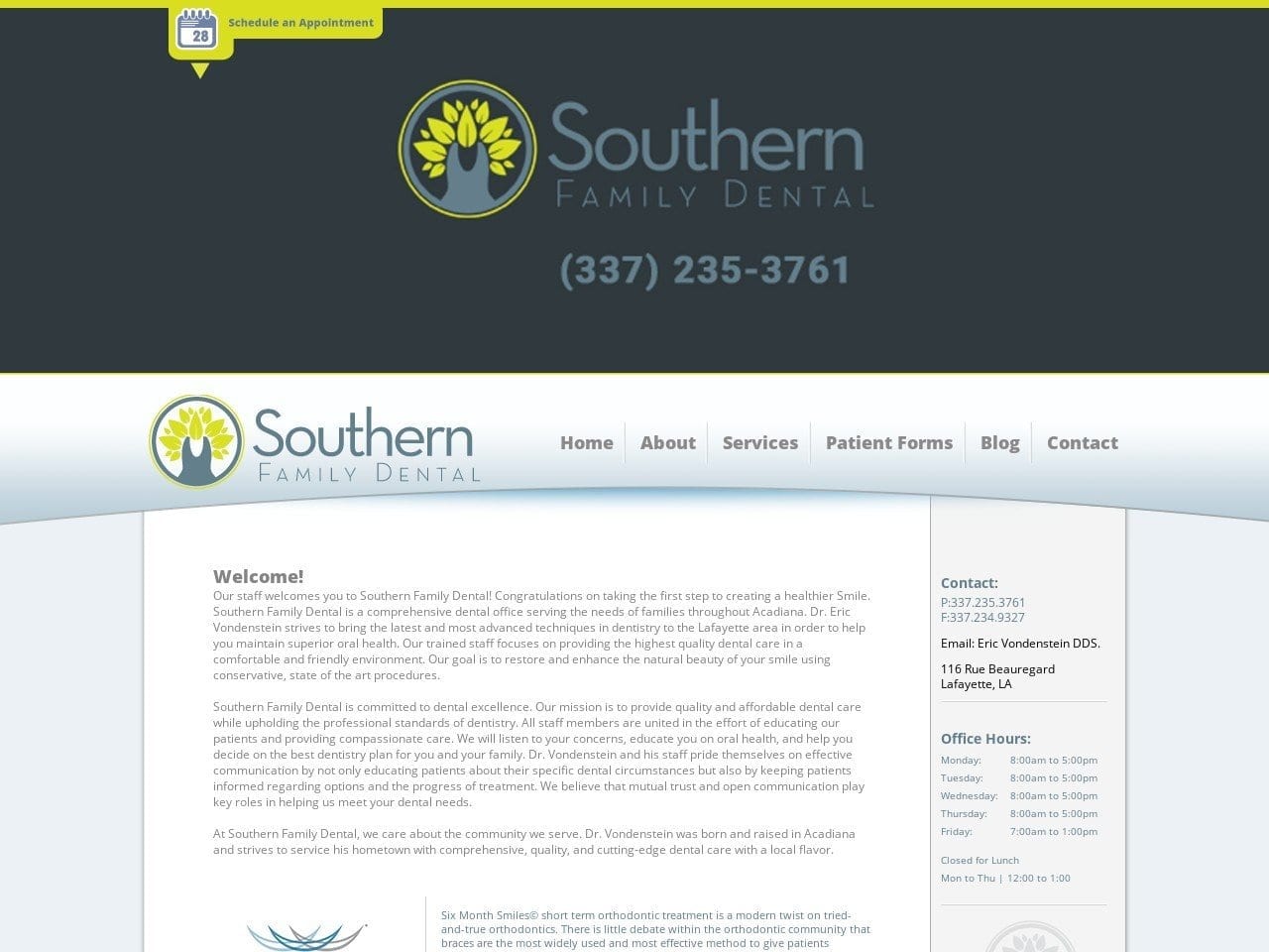 Southern Family Dental Website Screenshot from southernfamilydental.com