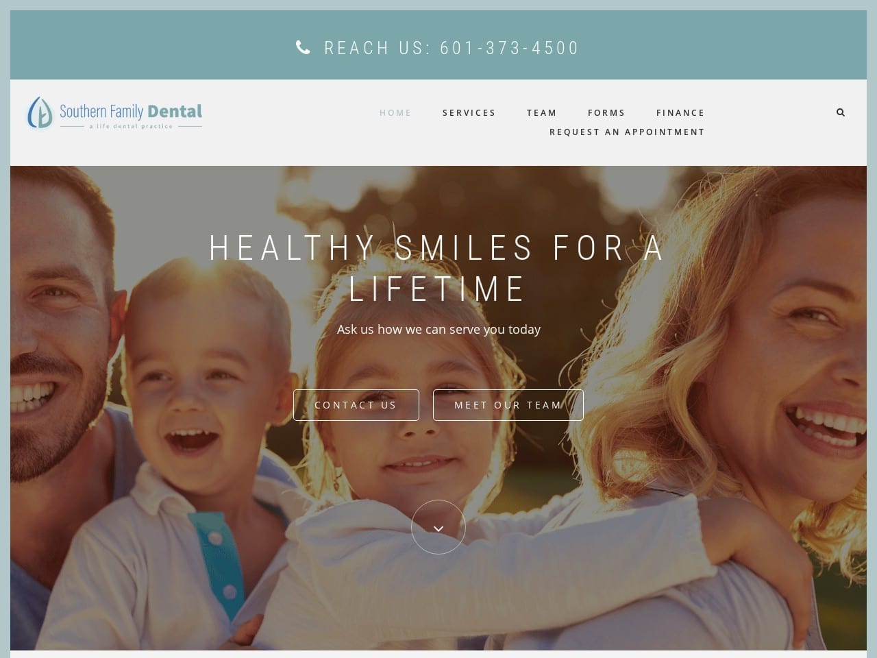 Southern Family Dentist Website Screenshot from southernfamilydentistry.com