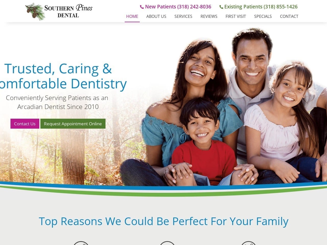 Arcadia Southern Pines Dental Website Screenshot from southernpinesdental.com