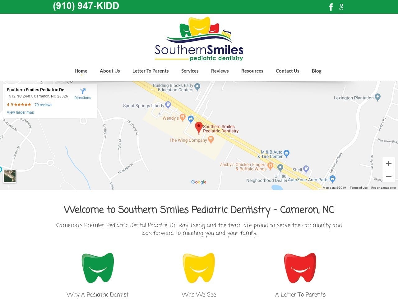 Southern Smiles Pediatric Dentist Website Screenshot from southernsmilespedo.com