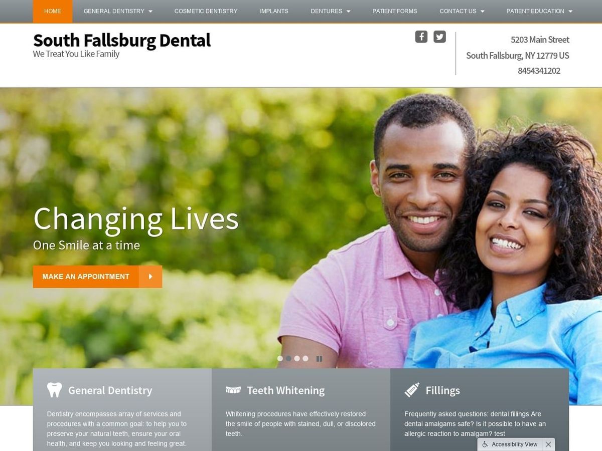 South Fallsburg Dental Website Screenshot from southfallsburgdental.com