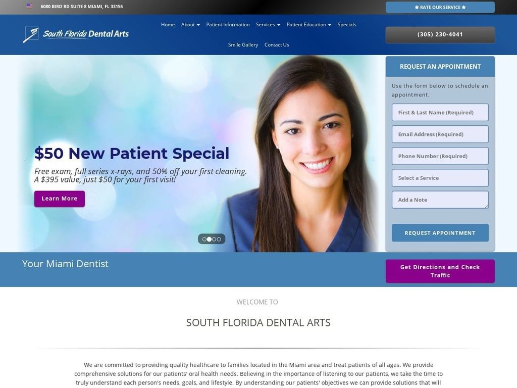 South Florida Dental Arts Website Screenshot from southfloridadentalarts.com