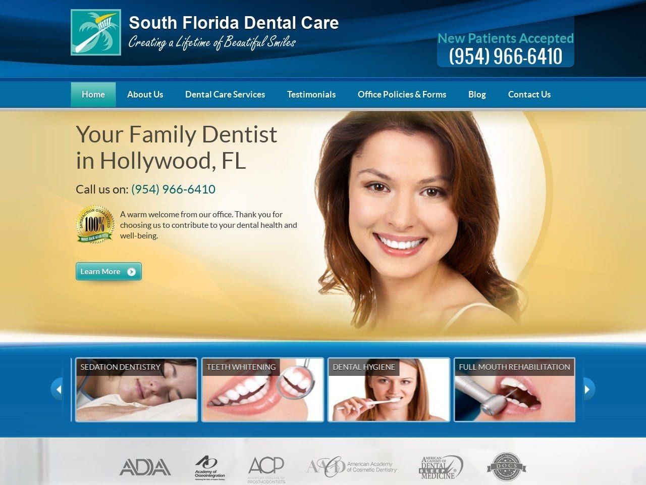 South Florida Dental Care Website Screenshot from southfloridadentalcare.com