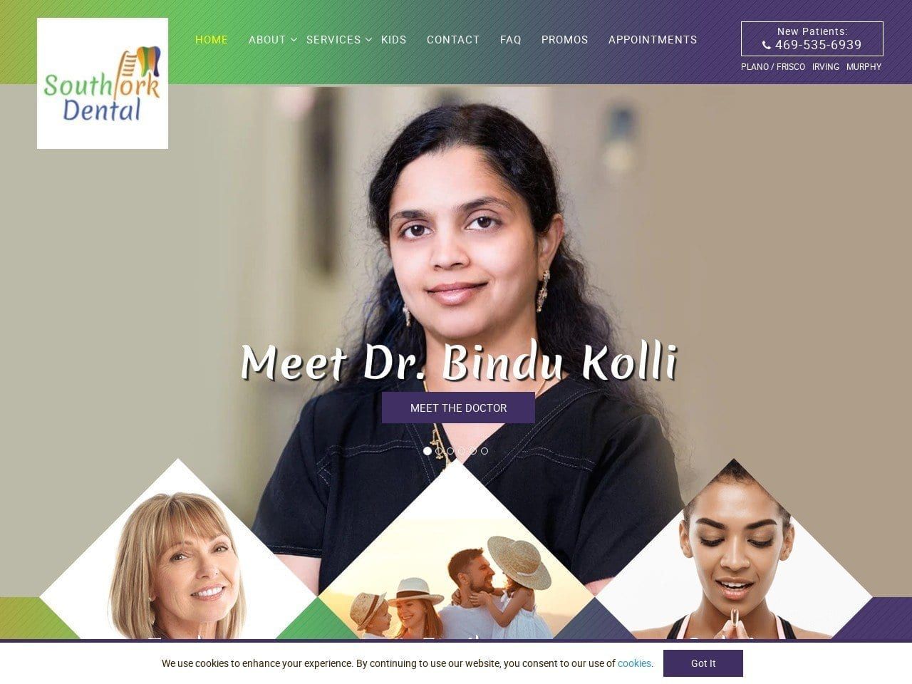 Southfork Dental Kolli Bindu DDS Website Screenshot from southforkdental.com