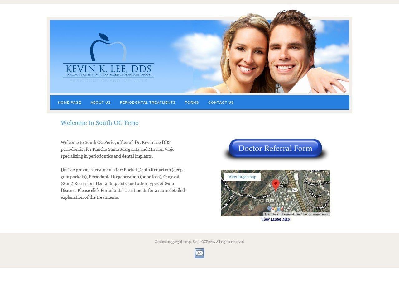 Kevin K. Lee DDS Board Certified Periodontist Website Screenshot from southocperio.com