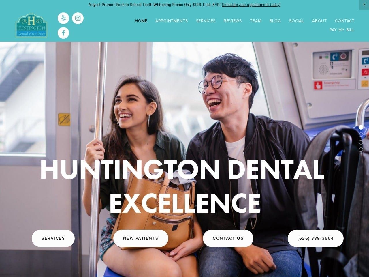 Huntington Dental Excellence Website Screenshot from southpasadenadentistry.com