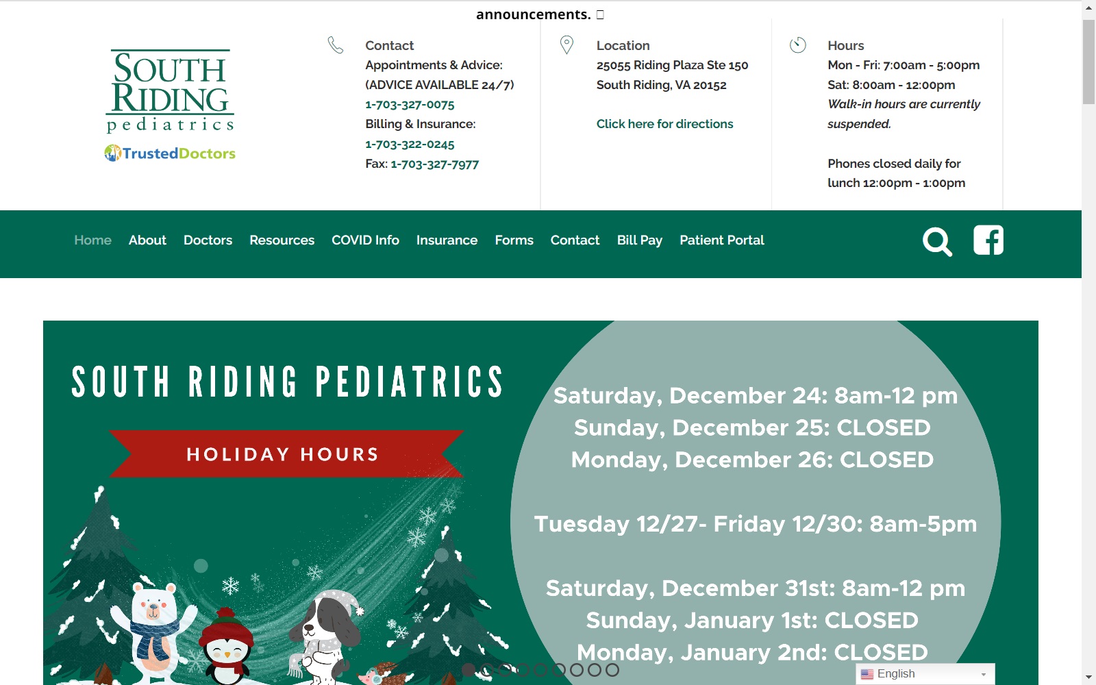 southridingpediatrics.com screenshot