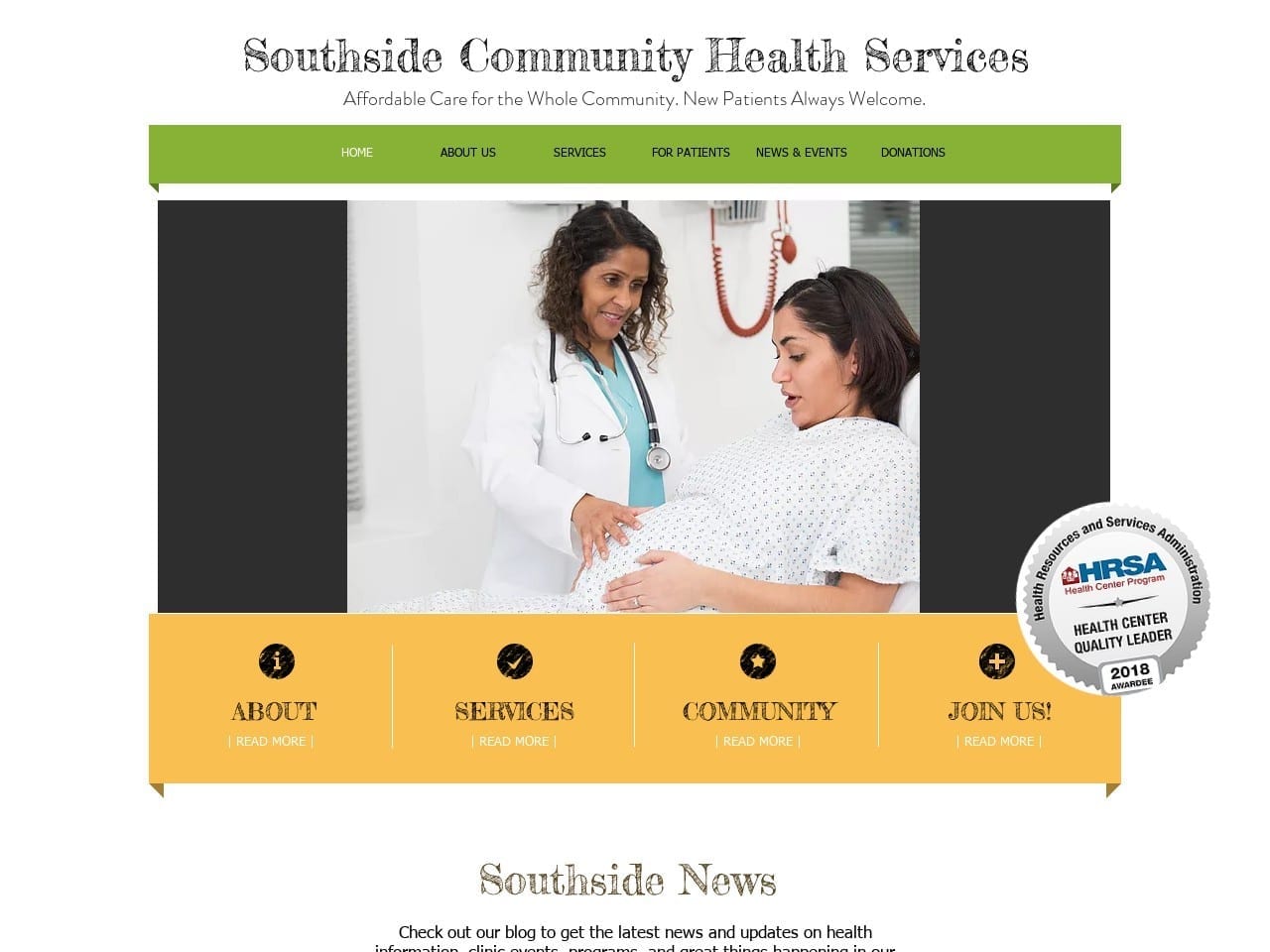 Southside Dental Clinic Website Screenshot from southsidechs.org